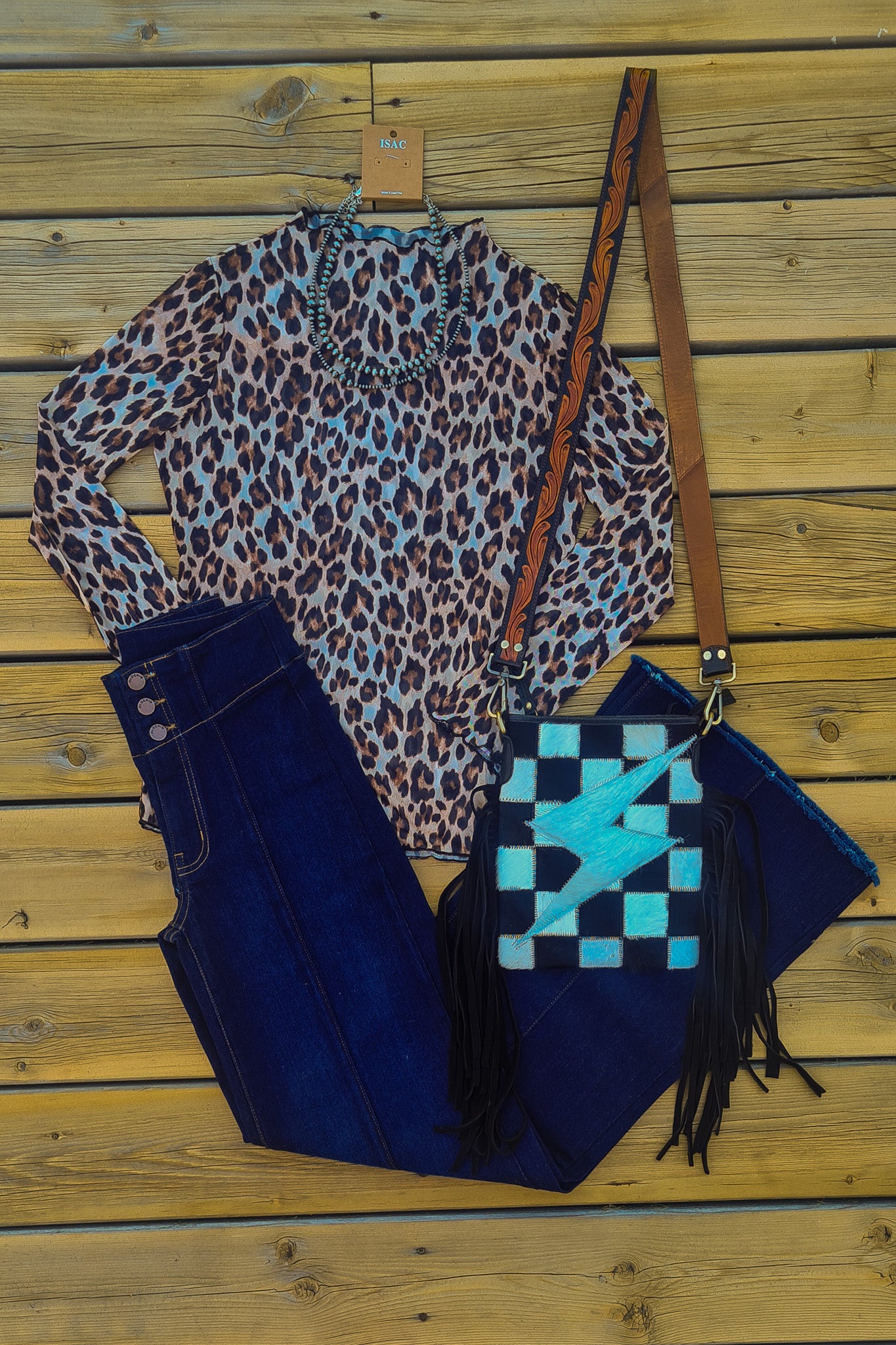 Leopard Layering Mesh Top