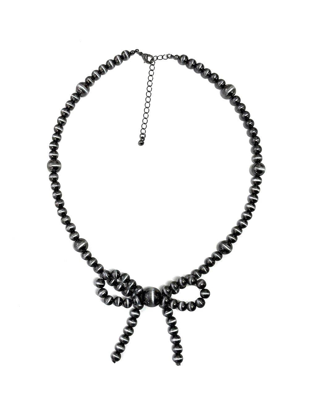 Faux Pearl Bow Necklace