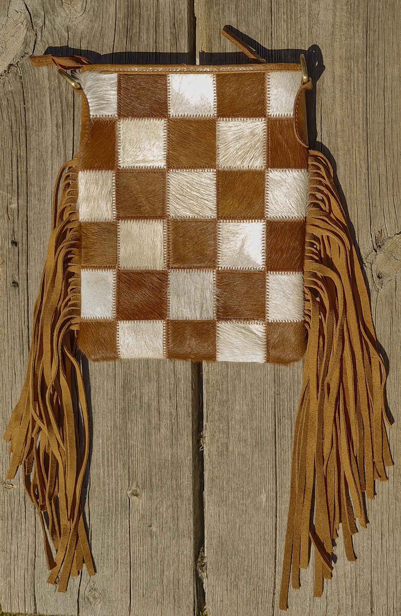 Check It Fringe Purse in Brown