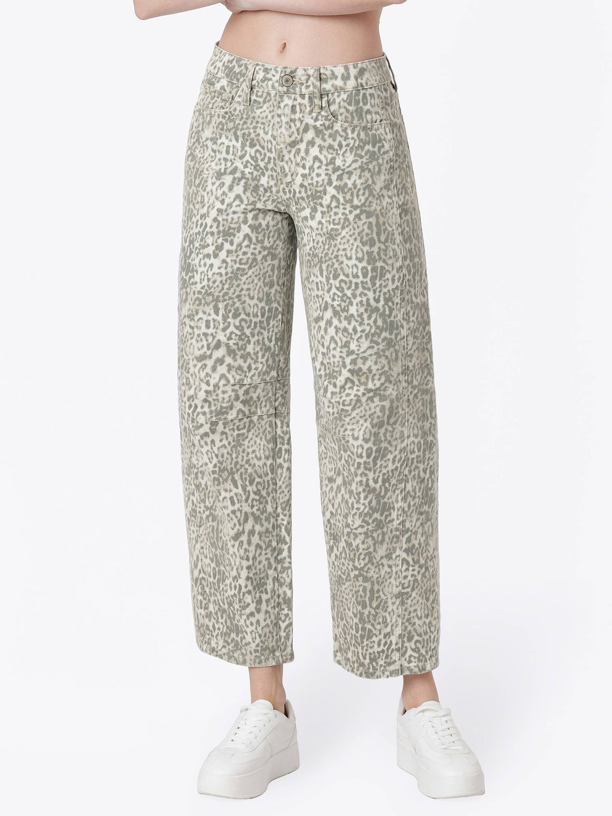 The Kate Leopard Barrel Jeans