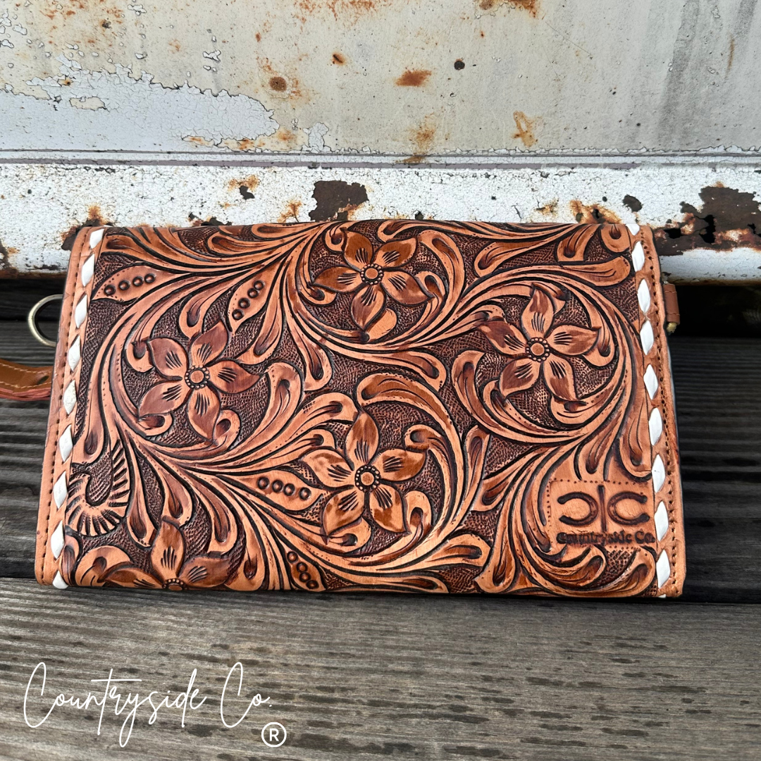 Tooled Leather Purse Crossbody