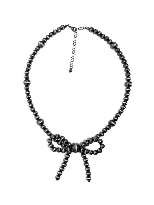 Faux Pearl Bow Necklace