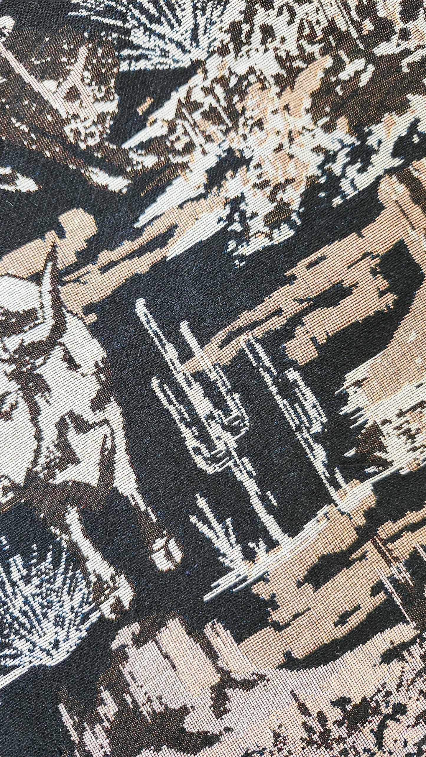 western jacquard tapestry black and tan textured fabric with desert-inspired pattern