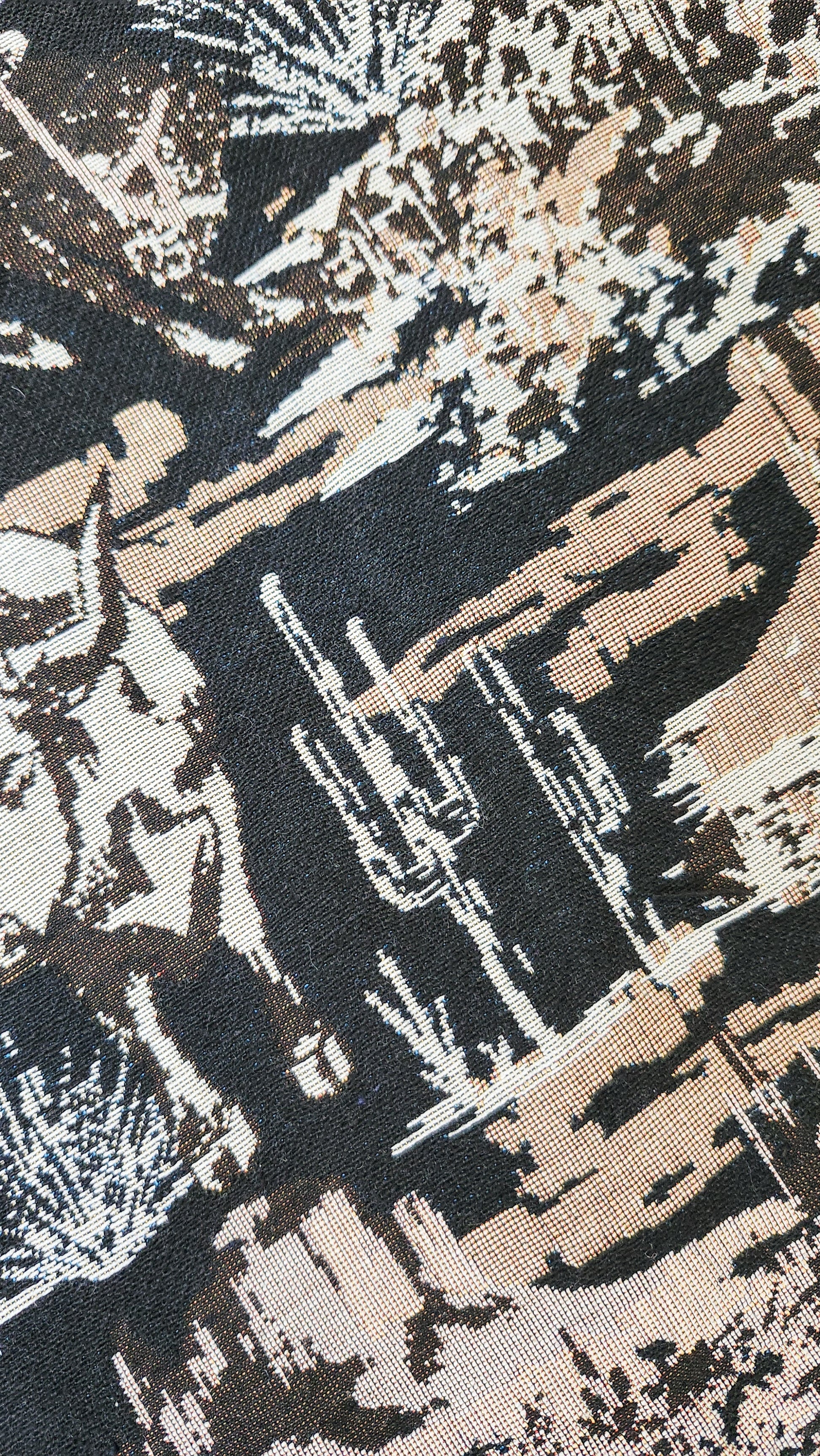 western jacquard tapestry black and tan textured fabric with desert-inspired pattern