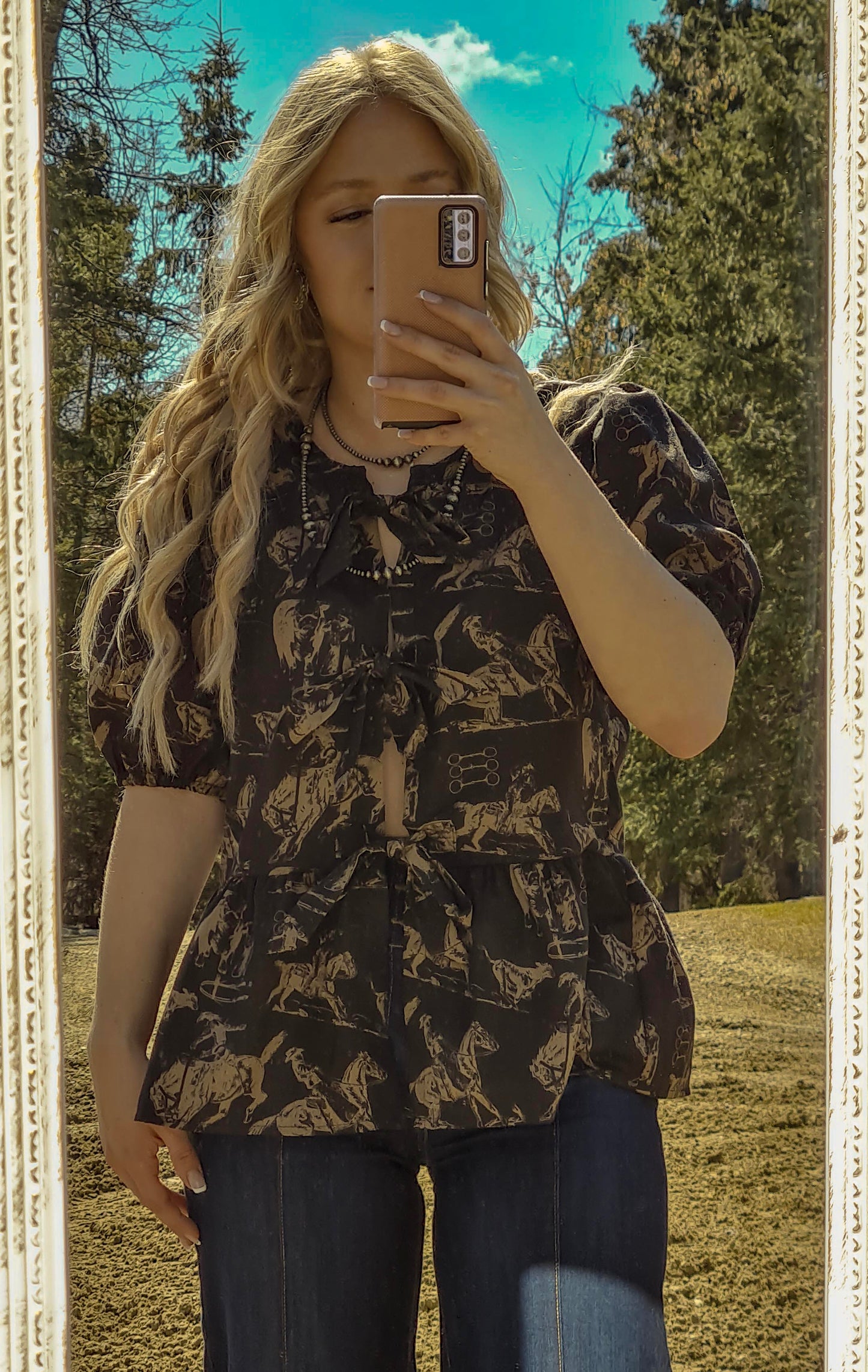 The Snaffle Front Tie Blouse